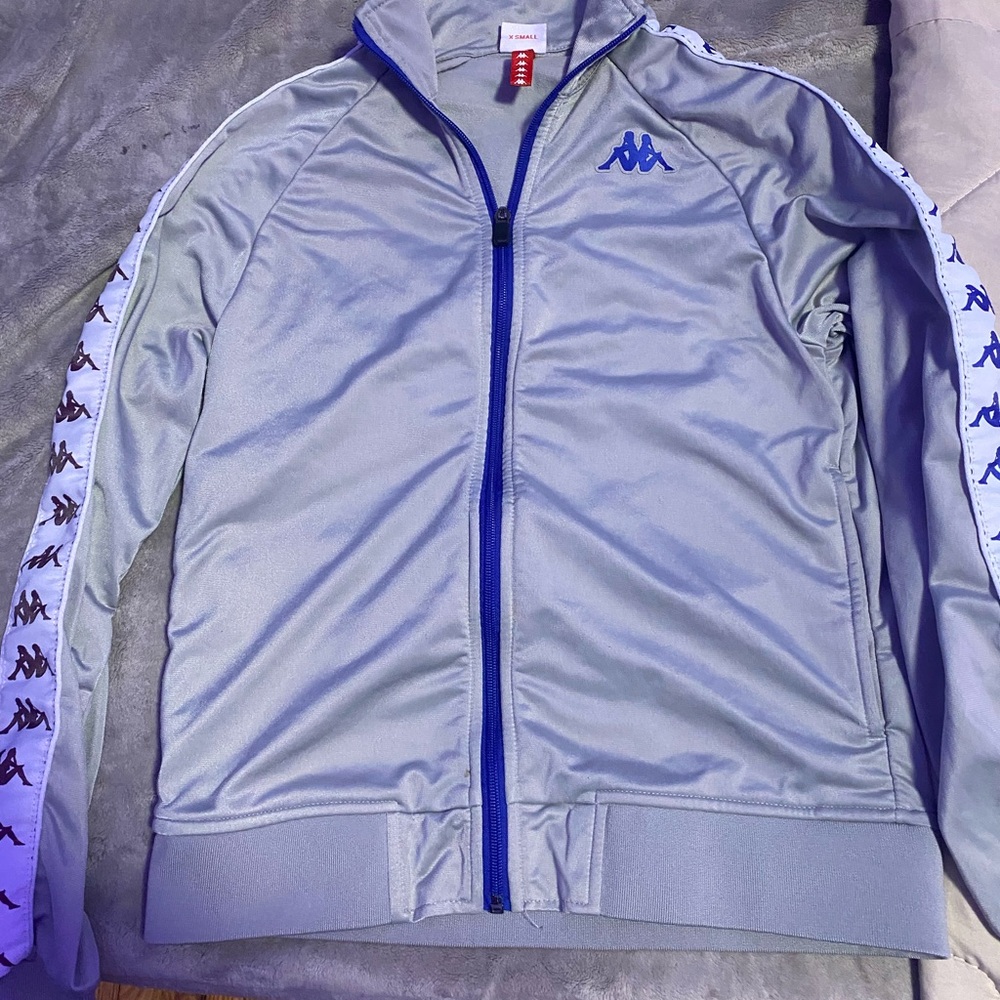 Kappa Men's Gray and Blue Track Jacket Size Small